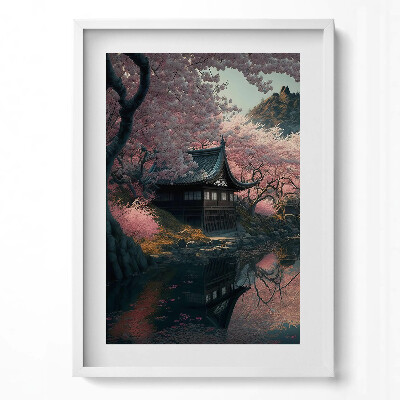 Tablou living cu rama modern Frumoasa floare de cireș asiatică