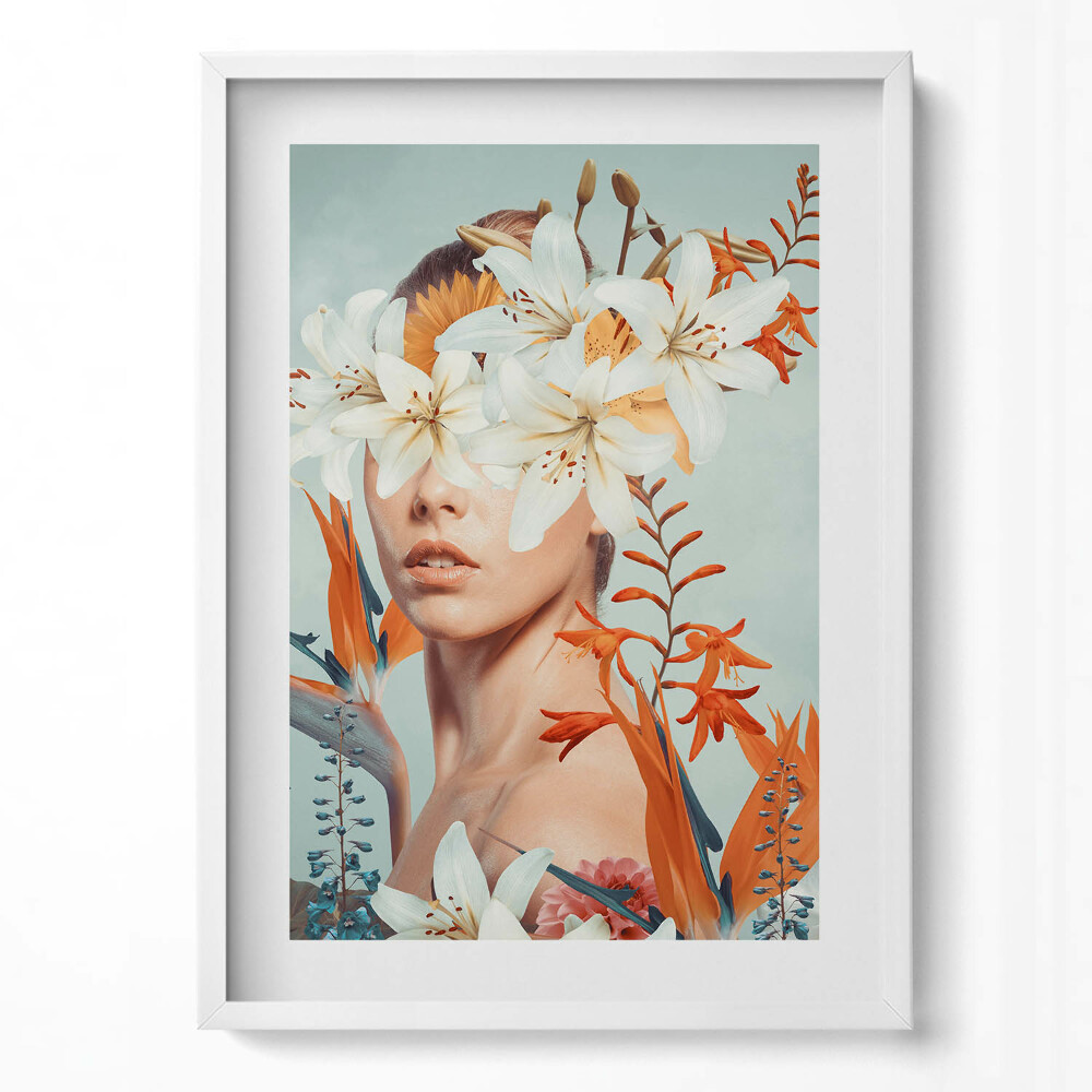 Tablou rama modern Femeie abstractă cu flori