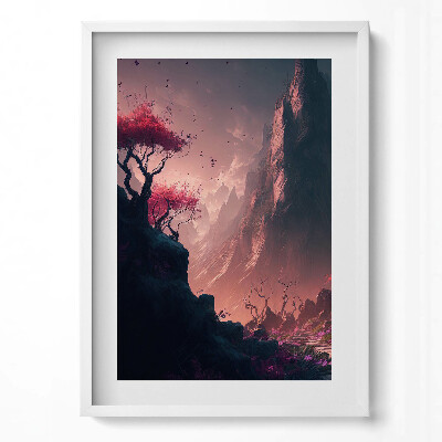 Tablou rama modern Pădure și munți magici