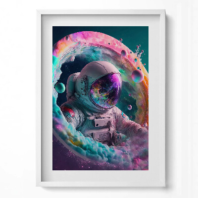 Tablou living cu rama modern Cosmonaut nori colorați