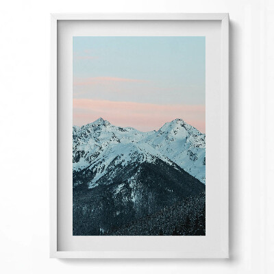 Tablou living cu rama modern Lanțul muntos iarna