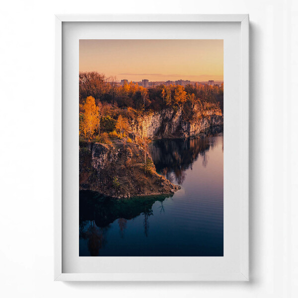 Tablou living cu rama modern Lacul Zakrzówek din Cracovia în toamnă