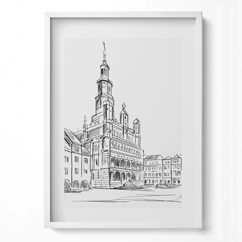 Tablou rama modern Schiță a orașului vechi din Poznan