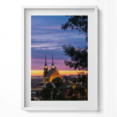 Tablou living cu rama modern Răsărit de soare Brno