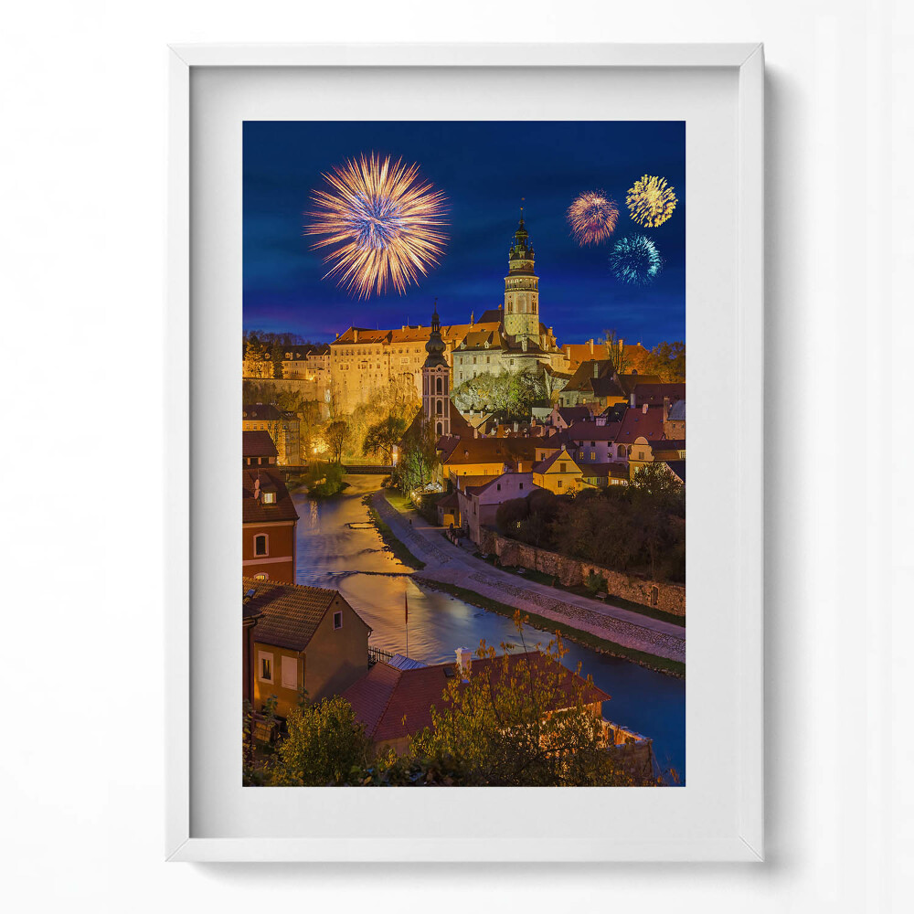 Tablou rama modern Focuri de artificii Krumlov Republica Cehă