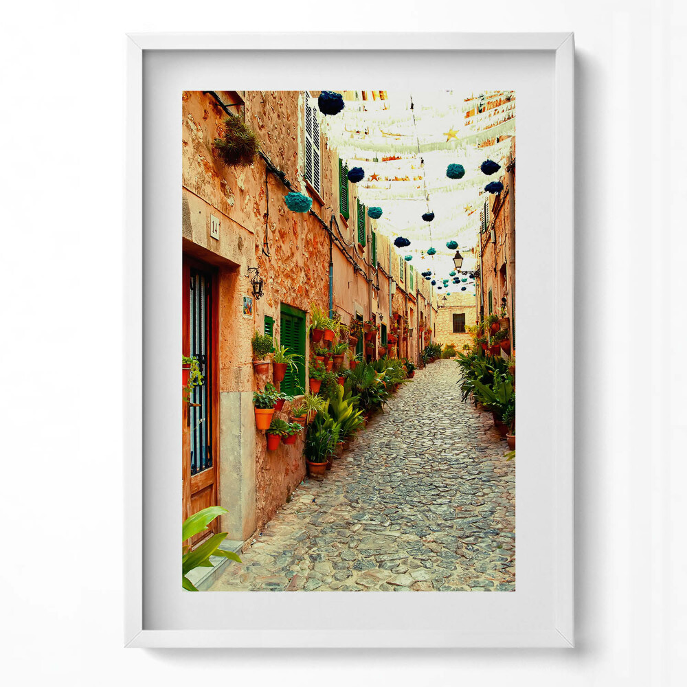 Tablou living cu rama modern O stradă din satul Valldemossa