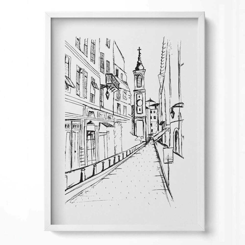 Tablou rama modern Desen al orașului Provence