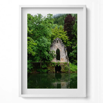 Tablou rama modern Ruinele vechii capele din Chamonix, Franța