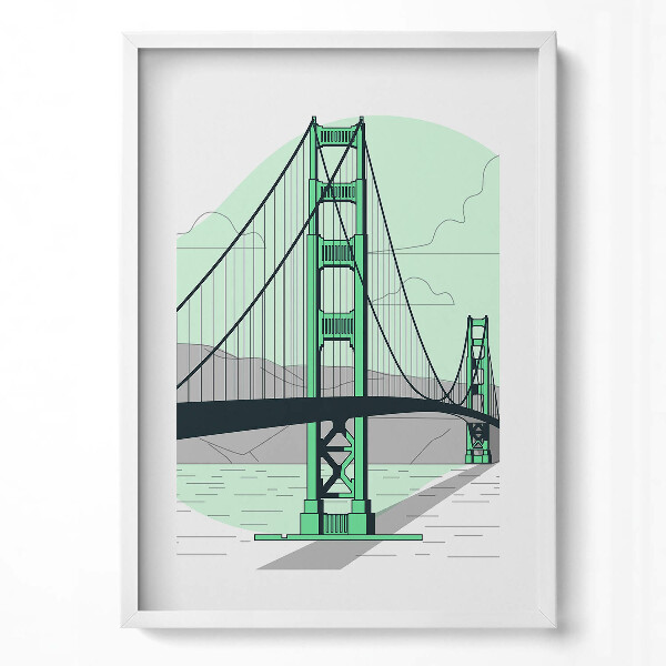 Tablou living cu rama modern Desen al Podului Golden Gate