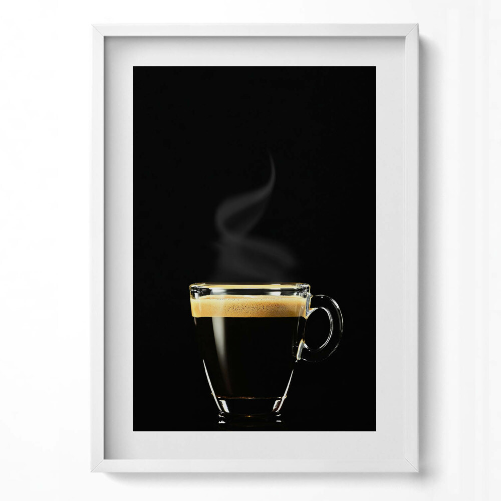 Tablou living cu rama modern Un pahar de cafea neagră