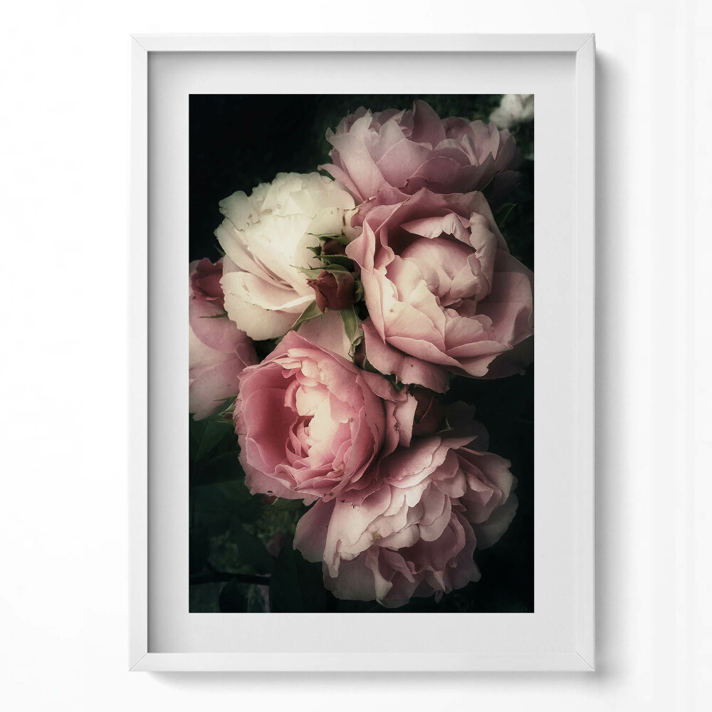 Tablou rama modern buchet de trandafiri roz vintage