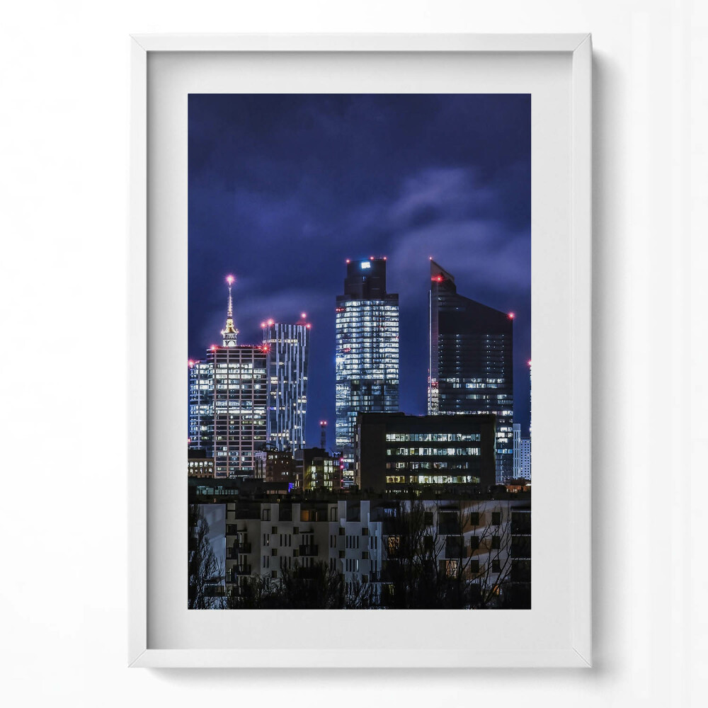 Tablou rama modern Clădirile orașului noaptea