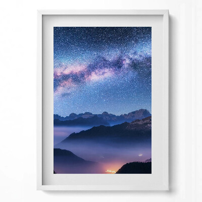 Tablou rama modern Cer înstelat peste munți