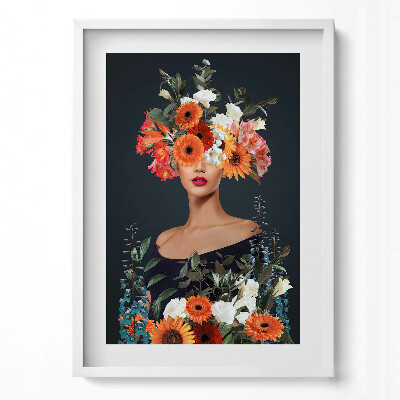 Tablou rama modern Cap de femeie în flori