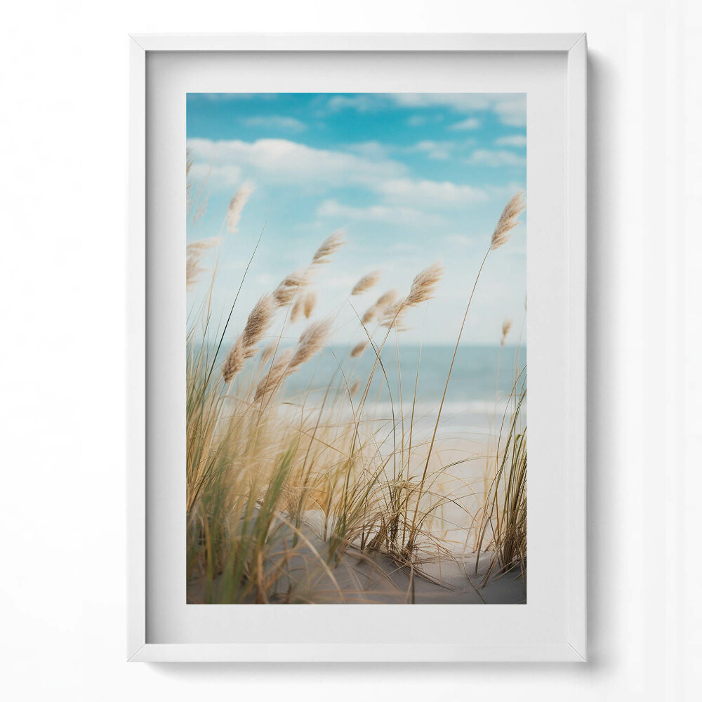 Tablou rama modern Peisaj de iarbă de plajă și stil boho marin