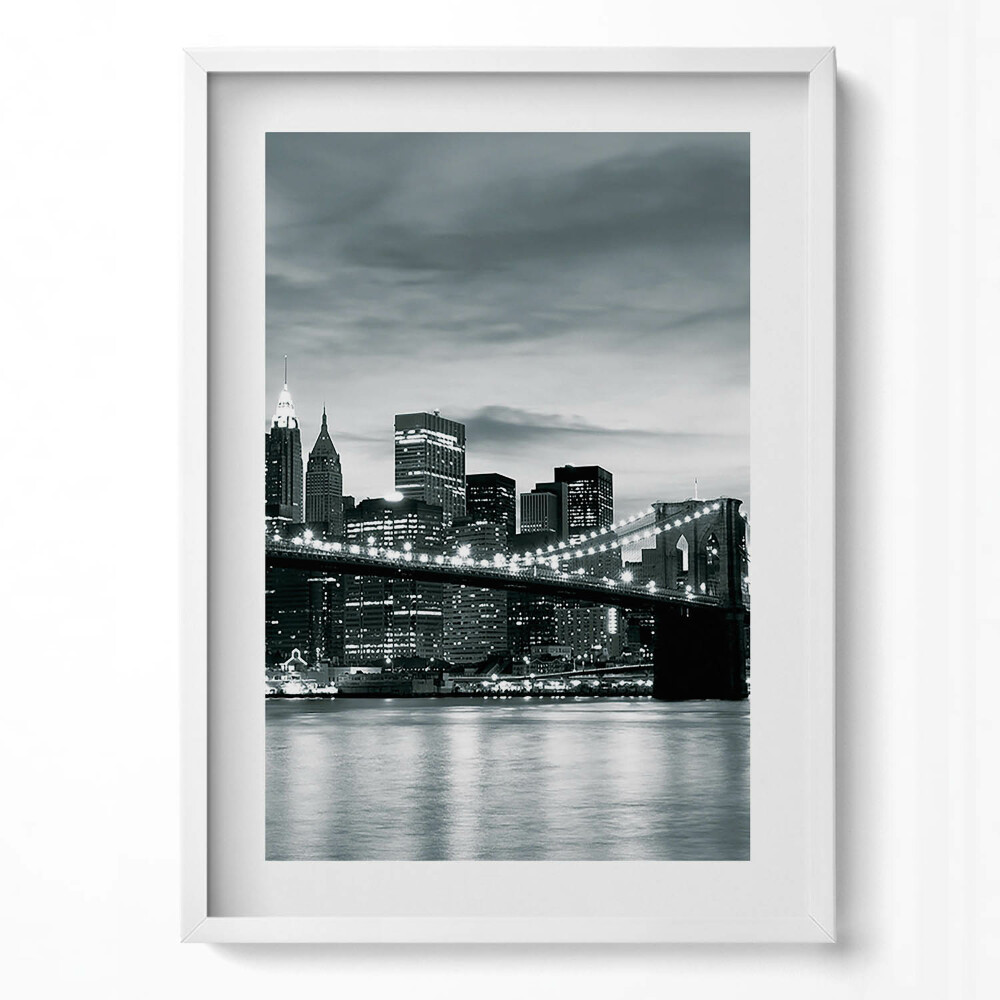 Tablou living cu rama modern Podul Brooklyn - Noua Panoramă