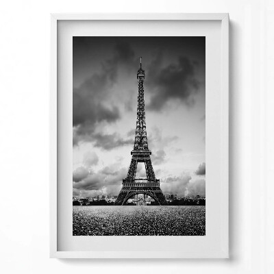 Tablou rama modern Peisaj alb-negru al Franței cu Turnul Eiffel