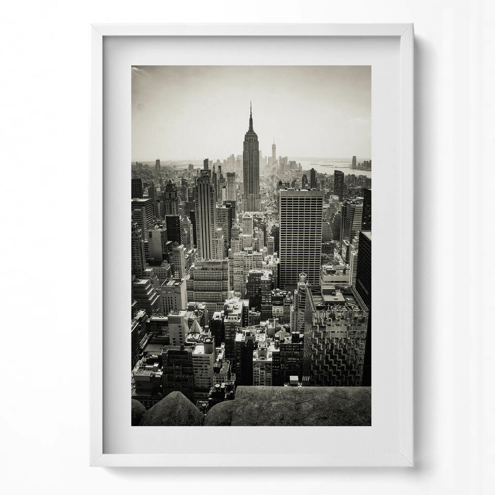 Tablou rama modern Vedere alb-negru a orașului New York