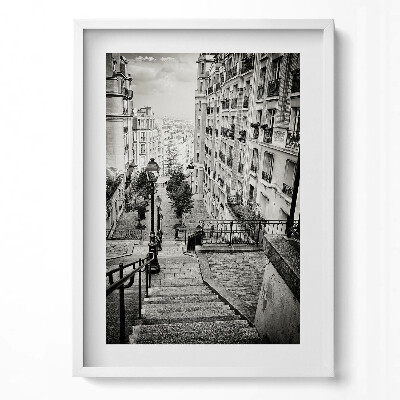 Tablou living cu rama modern Vedere alb-negru a unei străzi a orașului