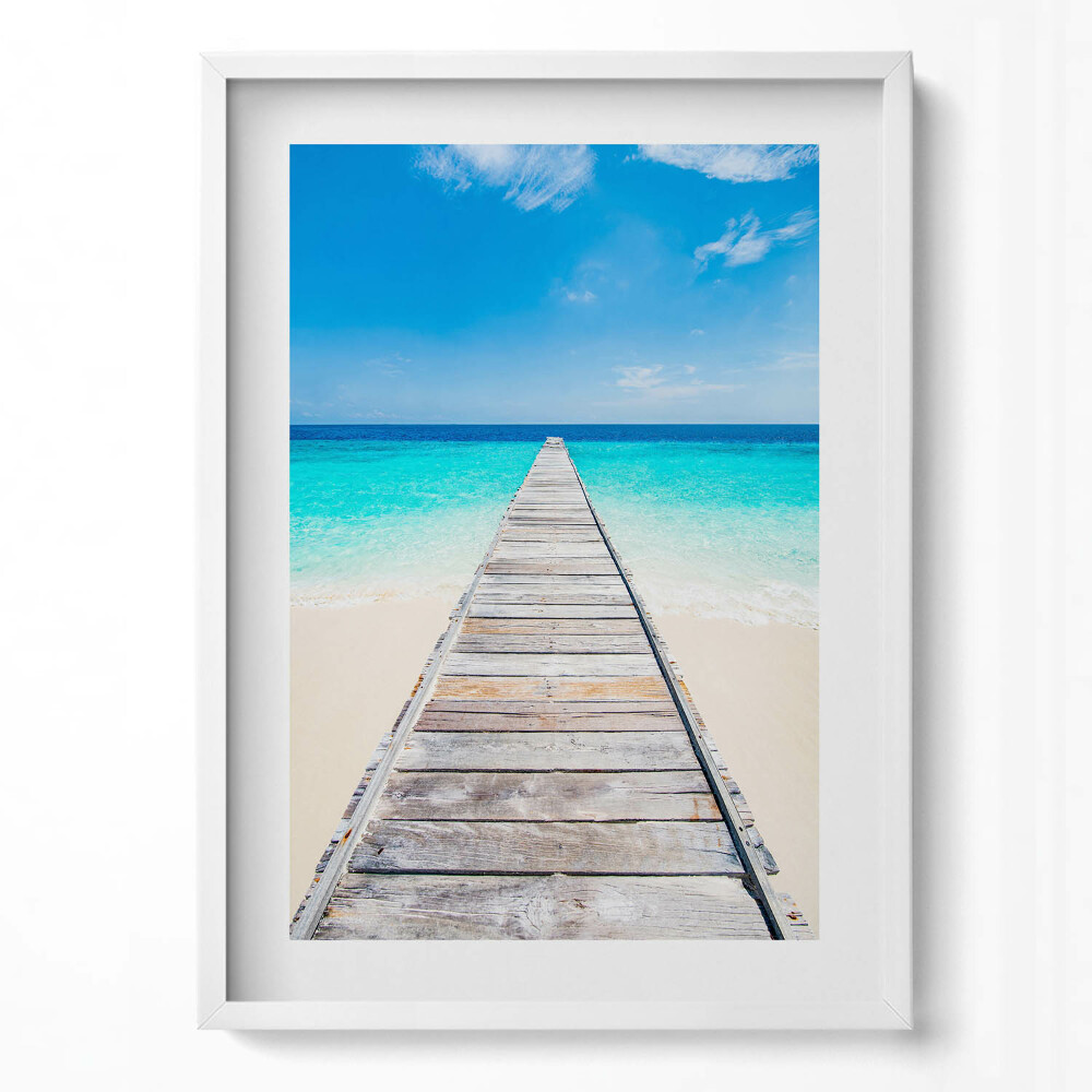 Tablou living cu rama modern Peisaj cu dig de lemn și ocean