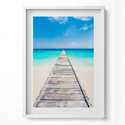 Tablou living cu rama modern Peisaj cu dig de lemn și ocean