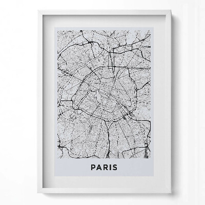 Tablou rama modern Harta orașului Paris, Franța