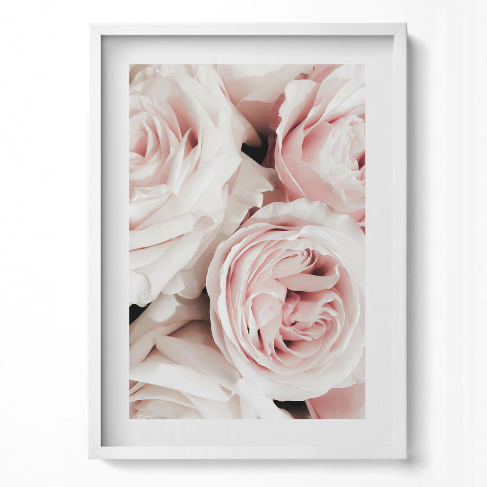 Tablou living cu rama modern Flori roz pal trandafiri delicati