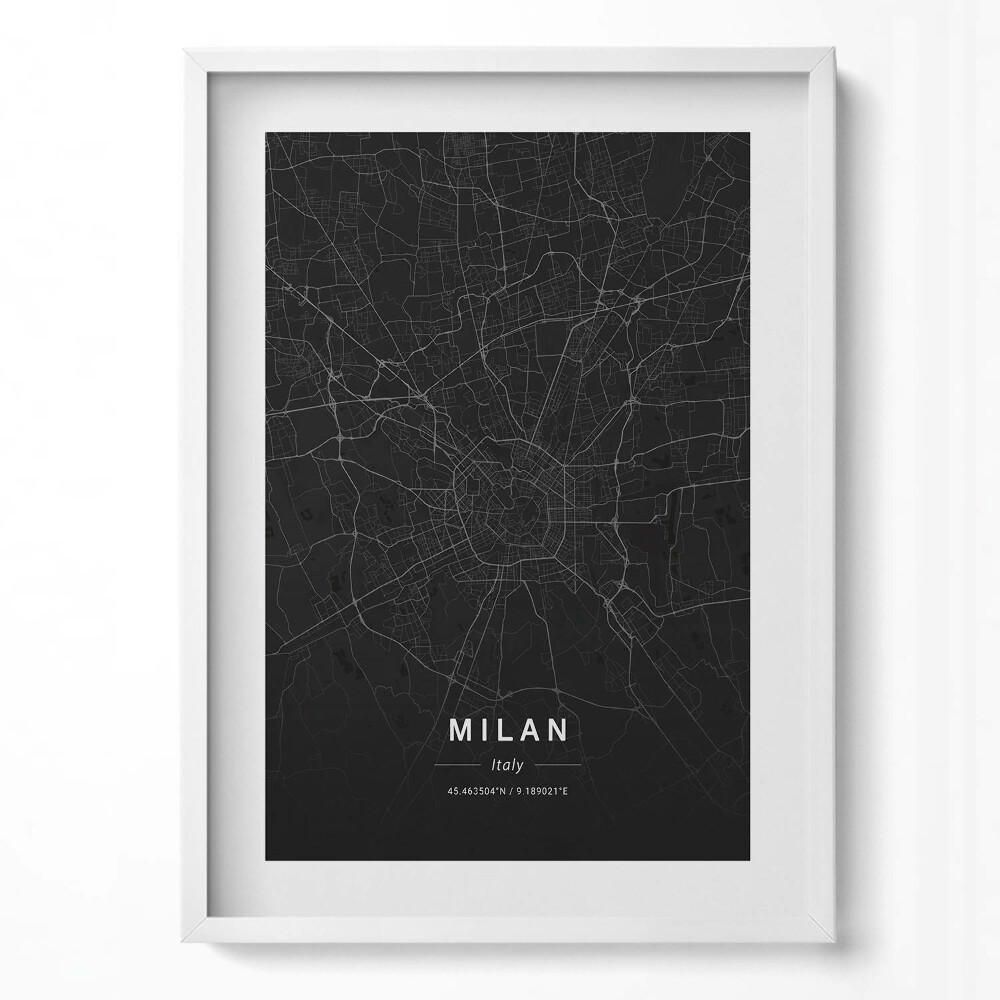 Tablou rama modern Harta orașului Milano, Italia