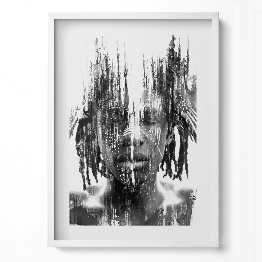 Tablou living cu rama modern Ilustrație a unui african indigen