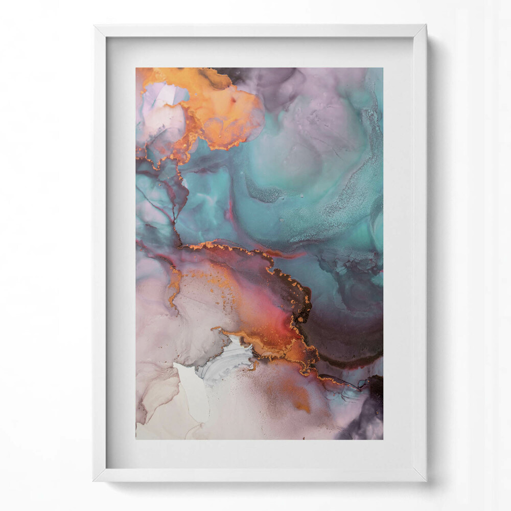 Tablou living cu rama modern Rezumat lichid cu aur