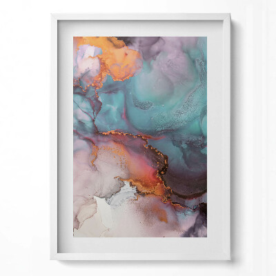 Tablou living cu rama modern Rezumat lichid cu aur