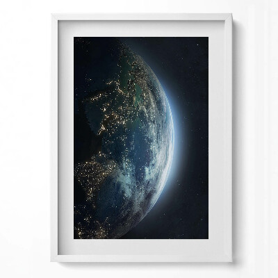 Tablou living cu rama modern Planeta Pământ văzută din spațiu