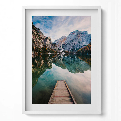 Tablou living cu rama modern Vedere asupra munților, lacului și pădurilor