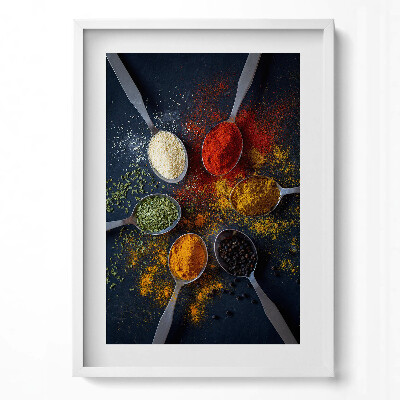 Tablou living cu rama modern Linguri cu condimente colorate pentru bucătărie