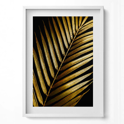 Tablou rama modern Frunză în strălucire aurie