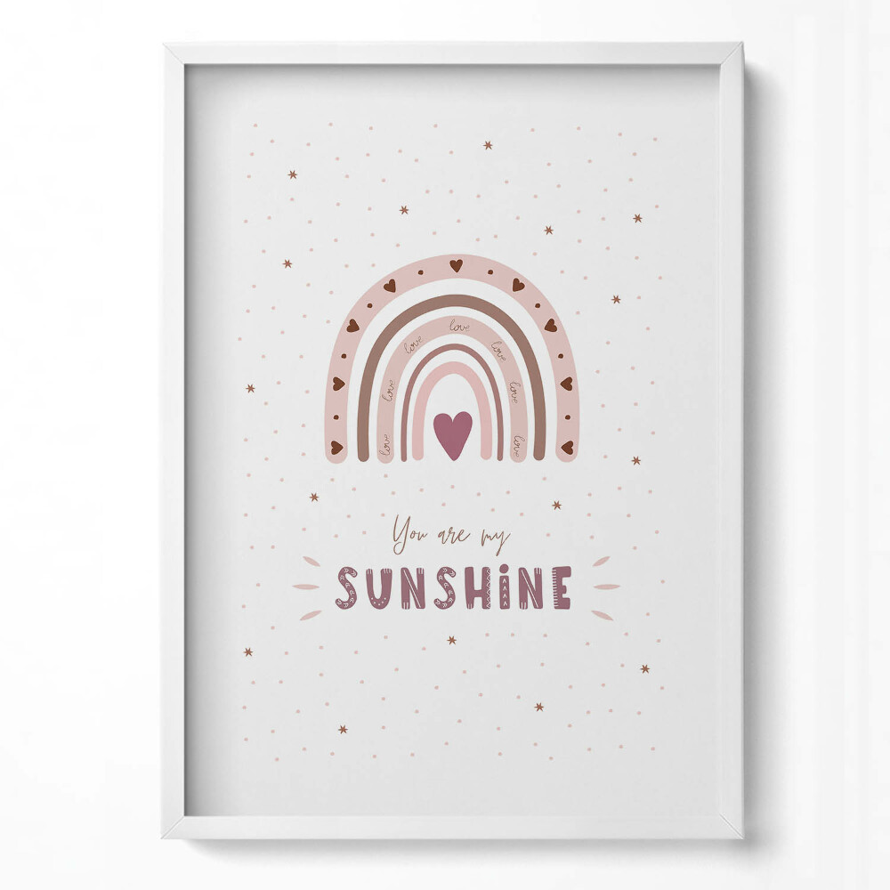Tablou rama modern O ilustrație frumoasă a unui curcubeu și a cuvintelor «Tu ești soarele meu»