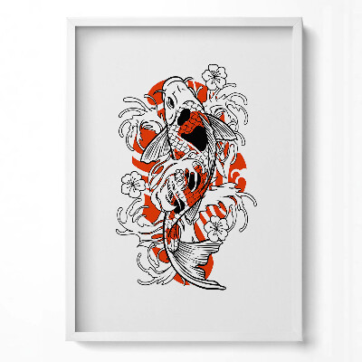 Tablou rama modern Ilustrație de pește Koi în stil japonez