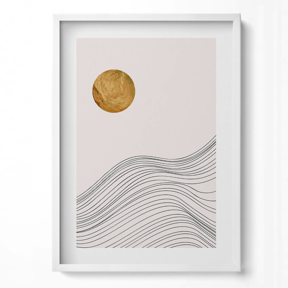 Tablou rama modern Forme minimaliste abstracte boho cu aur