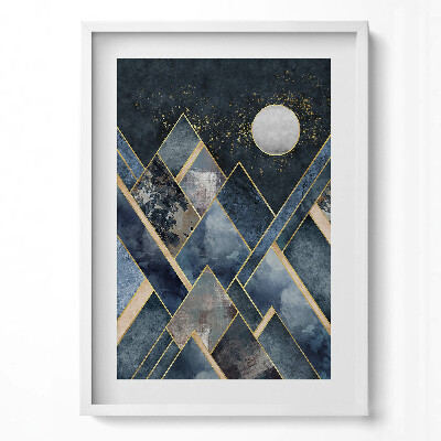 Tablou rama modern Peisaj abstract al munților noaptea și al lunii