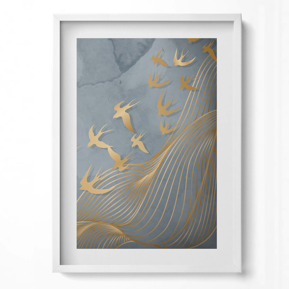 Tablou living cu rama modern Ilustrație a păsărilor care zboară