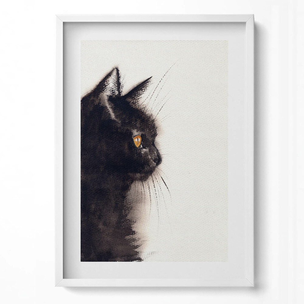 Tablou living cu rama modern Portretul unei pisici negre