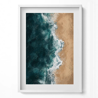 Tablou rama modern Ilustrație aeriană a valurilor mării și a plajei