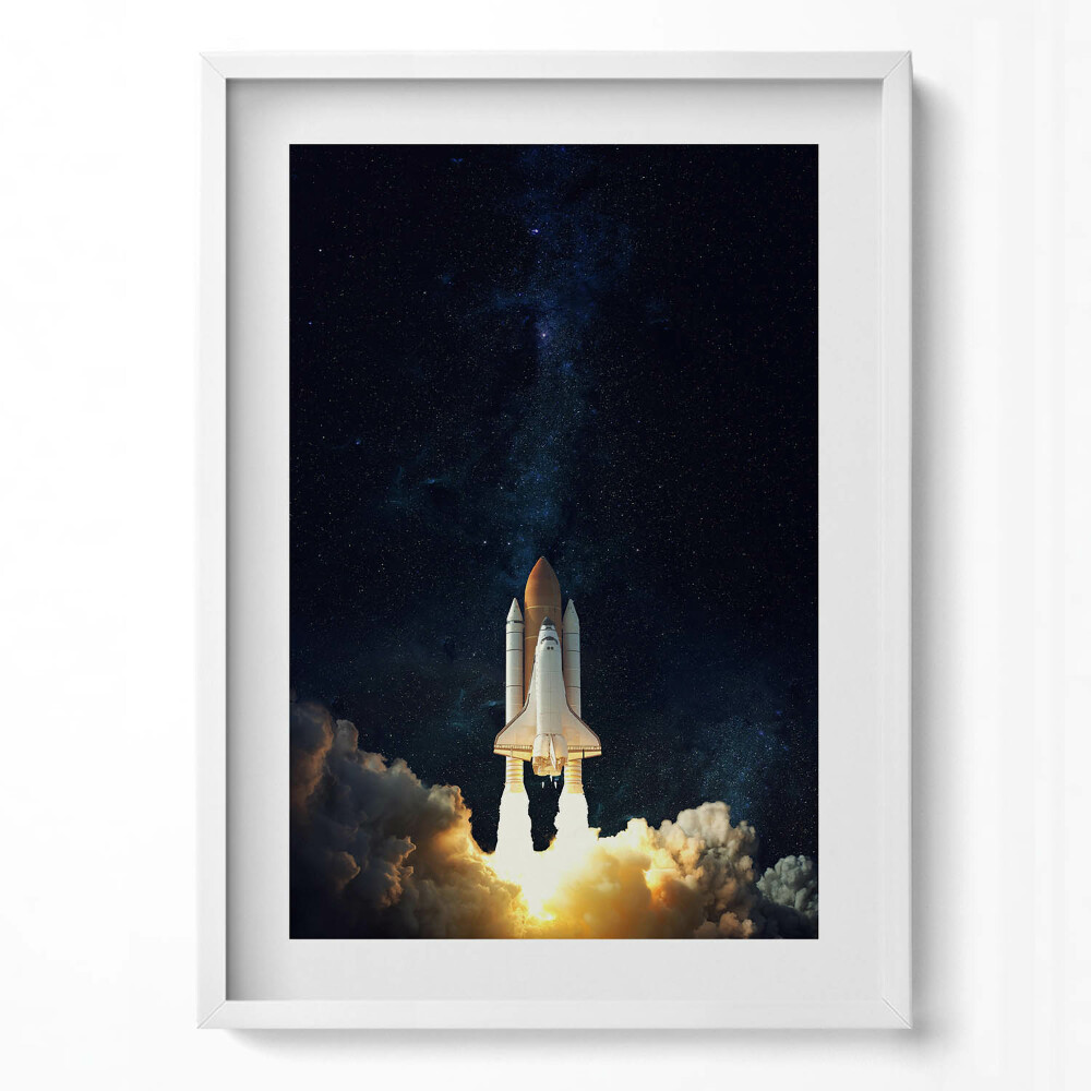 Tablou rama modern O rachetă decolează în spațiu