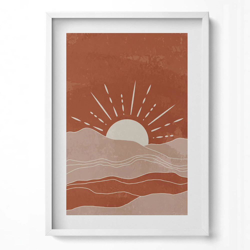 Tablou living cu rama modern Ilustrație a soarelui care răsare