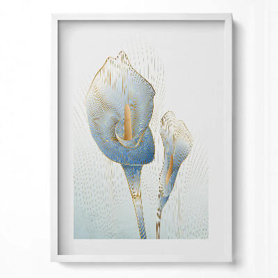 Tablou rama modern Ilustrație cu flori aurii