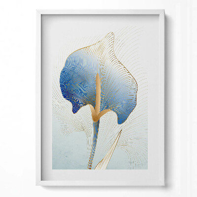 Tablou living cu rama modern Ilustrație cu flori aurii