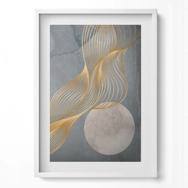 Tablou rama modern Ilustrație abstractă a lunii cu aur