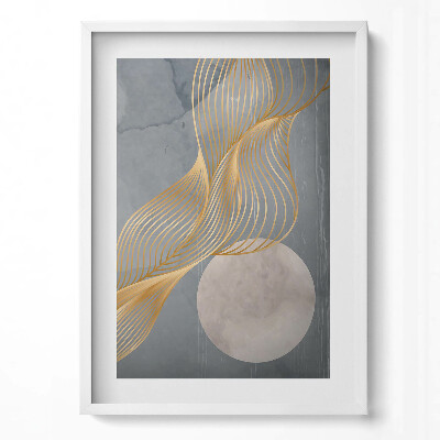 Tablou rama modern Ilustrație abstractă a lunii cu aur