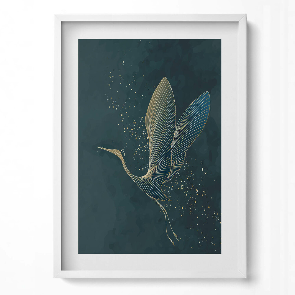 Tablou living cu rama modern Macara abstractă în aur