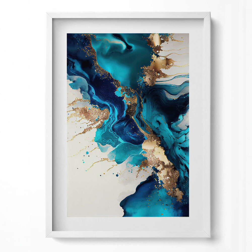 Tablou living cu rama modern Rezumat lichid cu aur